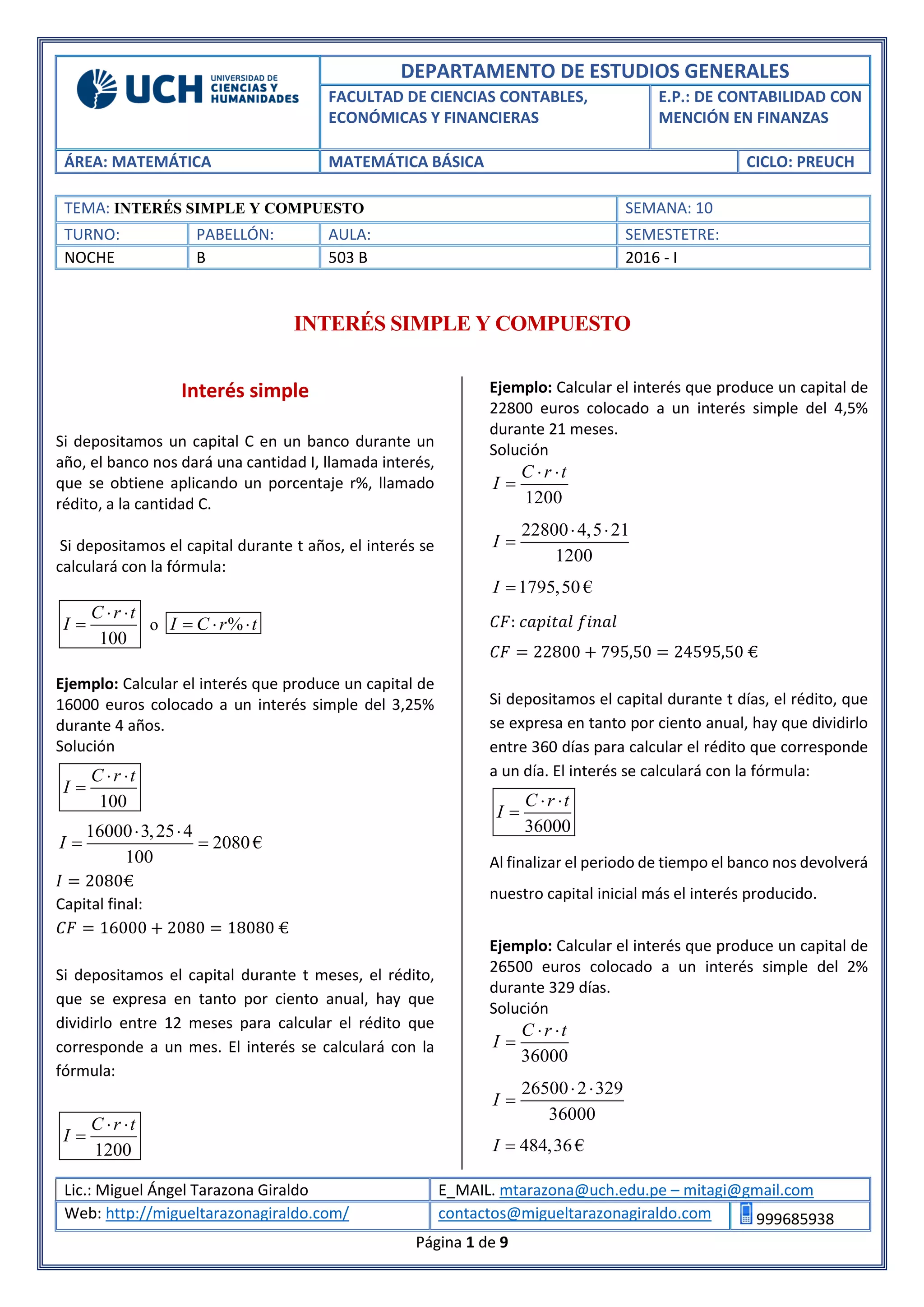 Interes simple y compuesto | PDF