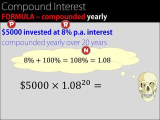 8% + 100% = 108% = 1.08


$5000 ×   1.08 20   =
 