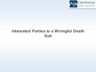 Interested Parties to a Wrongful Death
Suit
 