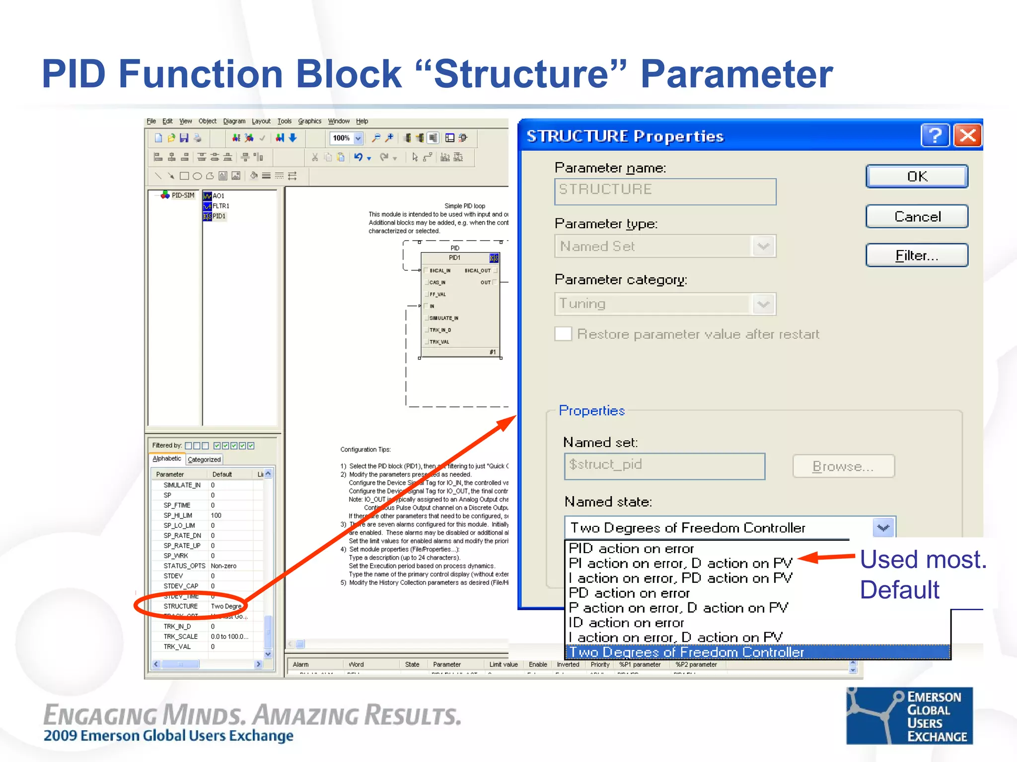 PID Function Block “Structure” Parameter
Used most.
Default
 