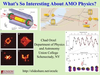 What’s So Interesting About AMO Physics?




                     Chad Orzel
                 Department of Physics
                    and Astronomy
                   Union College
                  Schenectady, NY



        http://slideshare.net/orzelc
 