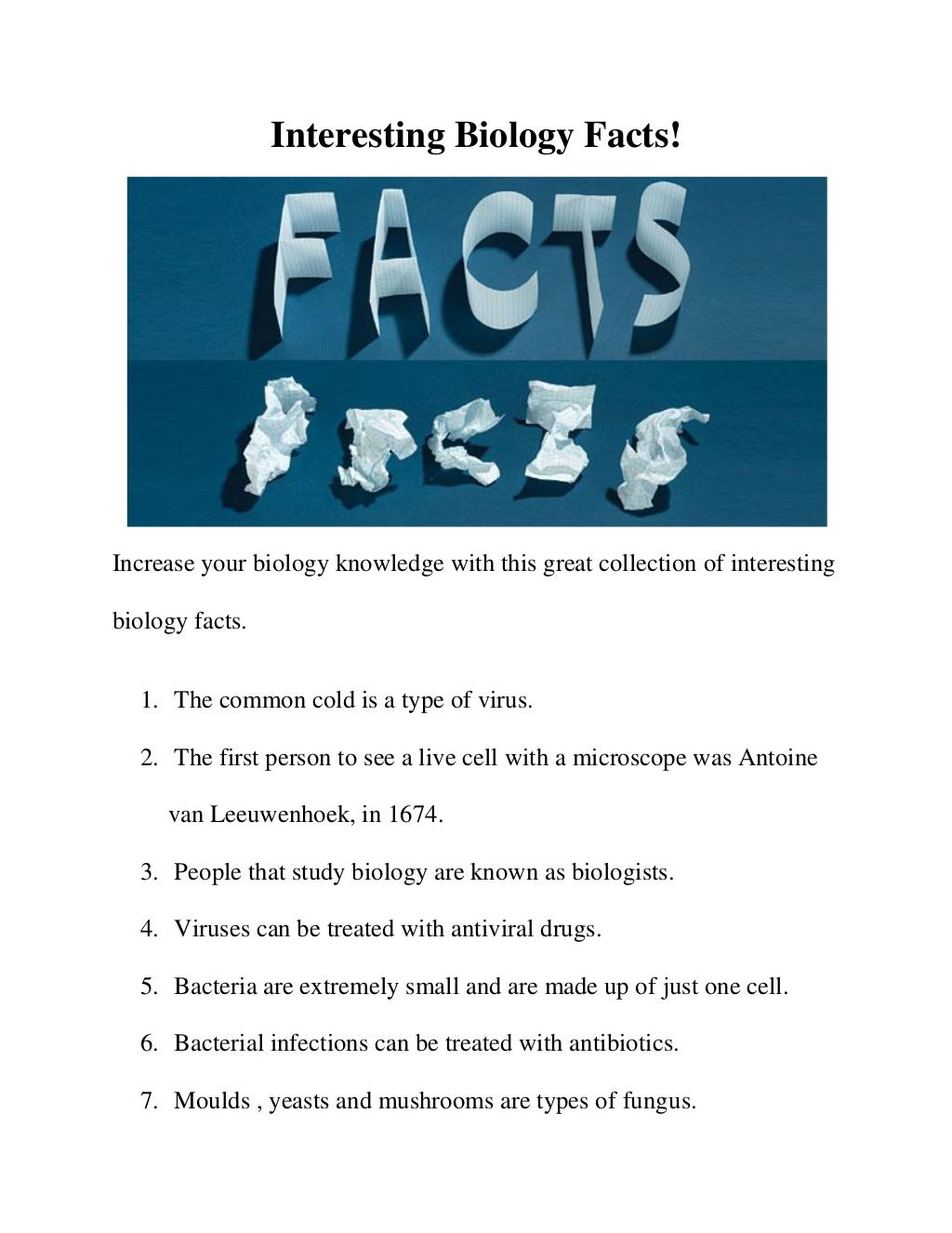 Interesting biology facts