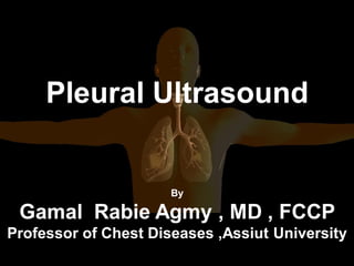 Pleural Ultrasound
By
Gamal Rabie Agmy , MD , FCCP
Professor of Chest Diseases ,Assiut University
 