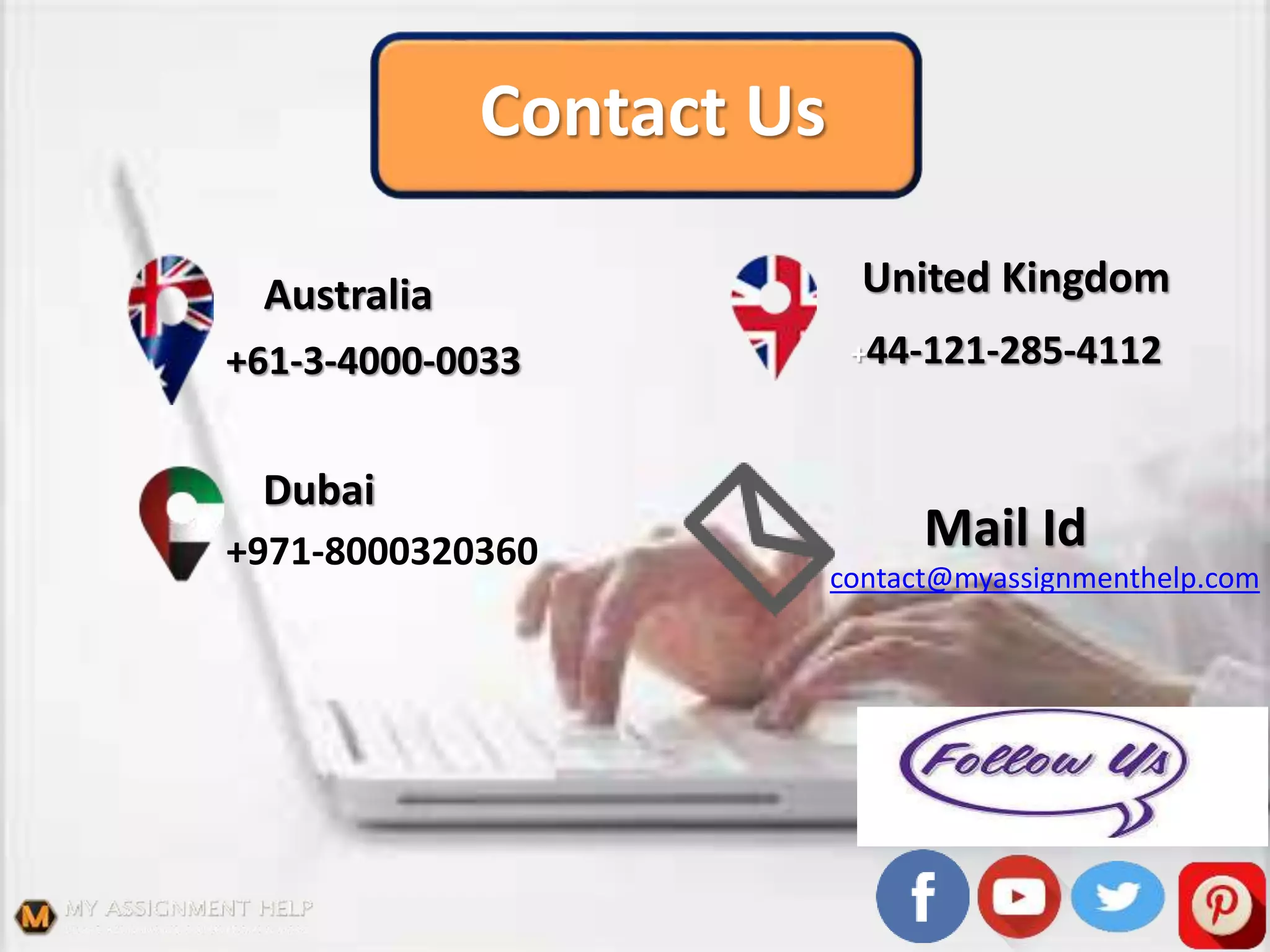 Australia
+61-3-4000-0033
Dubai
+971-8000320360
United Kingdom
+44-121-285-4112
Mail Id
contact@myassignmenthelp.com
Contact Us
 