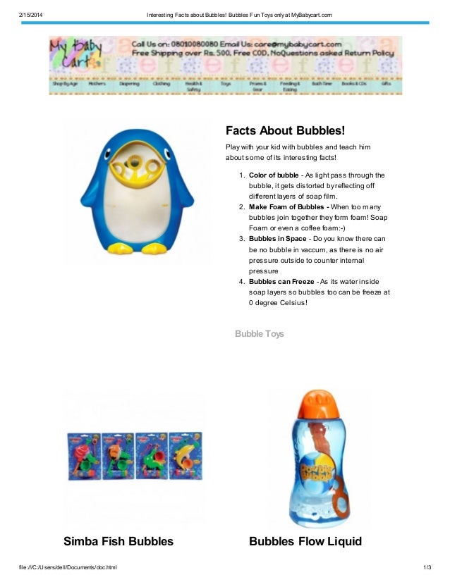 Interesting facts about bubbles! bubbles fun toys only at my babycart