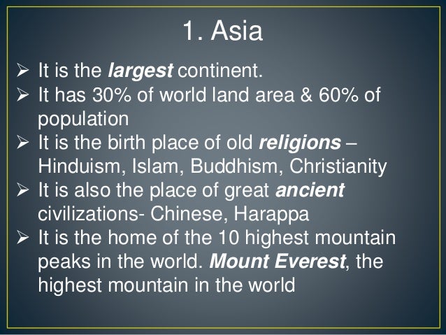 Interesting facts about continents in the world
