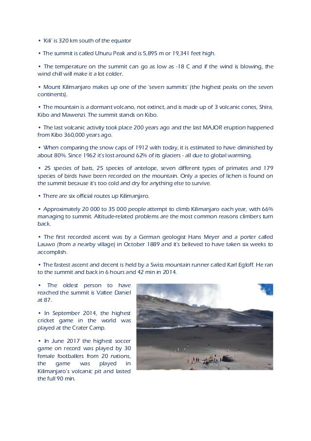 Interesting facts about mount kilimanjaro