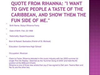 Interesting facts about rihanna | PPTX