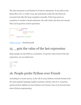 Interesting factsabout PythonProgramming | PDF