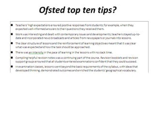 Ofsted top ten tips? 