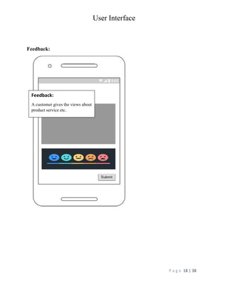 User Interface
P a g e 18 | 38
Feedback:
Feedback:
A customer gives the views about
product service etc.
 