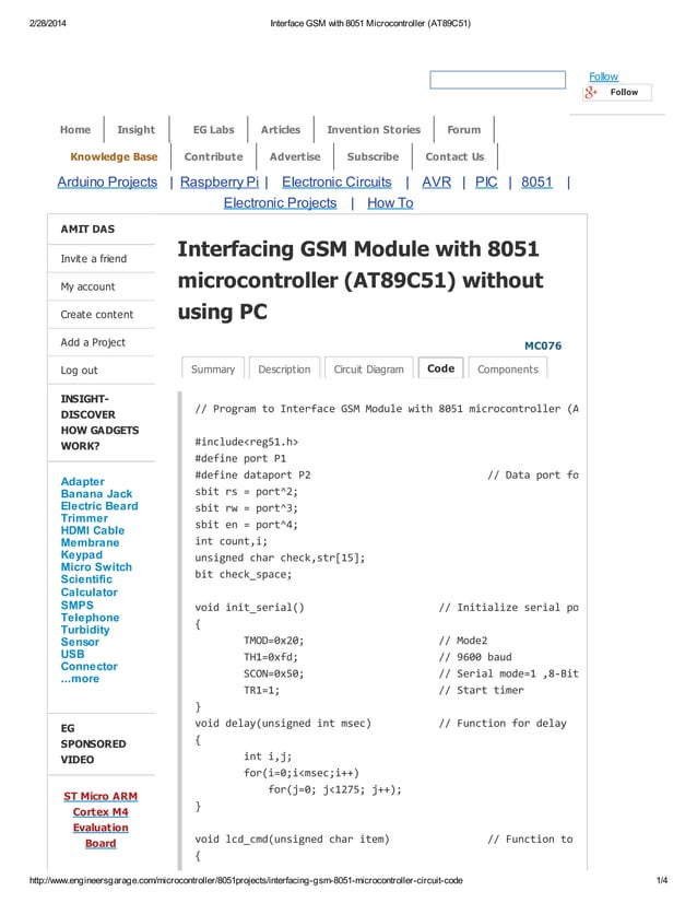 Interface gsm with 8051 microcontroller (at89 c51) PDF