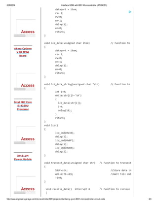 Interface gsm with 8051 microcontroller (at89 c51) | PDF