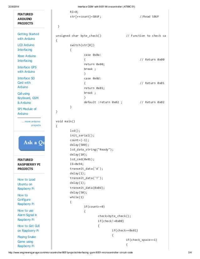 Interface gsm with 8051 microcontroller (at89 c51)