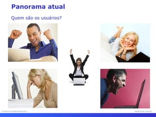 INTERFACE HOMEM-MÁQUINAINTERFACE HOMEM-MÁQUINA PROFESSOR SAMUKAPROFESSOR SAMUKA
Panorama atual
Quem são os usuários?
 