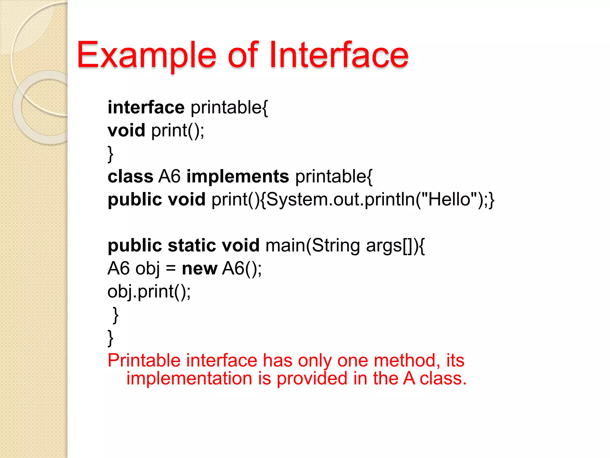 Interface in java | PPTX