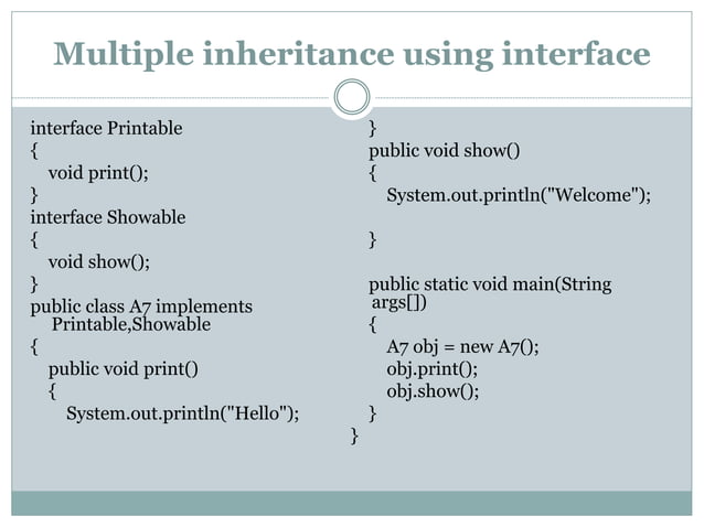 Interface in java ,multiple inheritance in java, interface ...