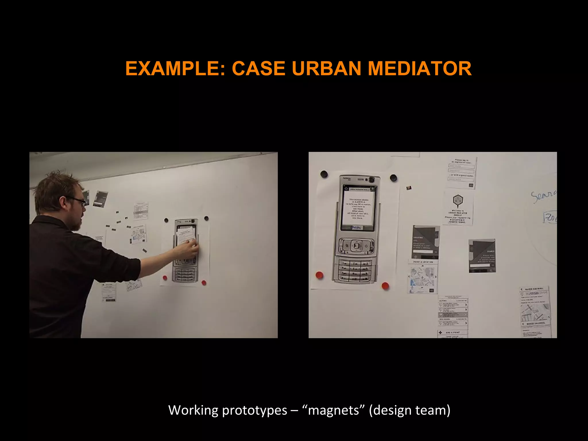 Working prototypes – “magnets” (design team)
EXAMPLE: CASE URBAN MEDIATOR
 
