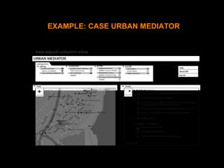 Working prototypes – wireframes
EXAMPLE: CASE URBAN MEDIATOR
 