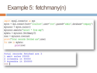 Interface Python with MySQL connectivity.pptx | Databases | Computer ...