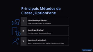Introdução Completa ao Uso do JOptionPane para Interfaces Gráficas em ...