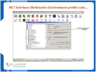 HL7 Interfaces Dictionaries (Environment profile) cont… MSH-4 Outbound Messages 