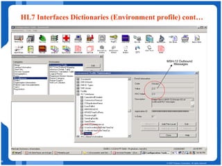 HL7 Interfaces Dictionaries (Environment profile) cont… MSH-12 Outbound Messages 