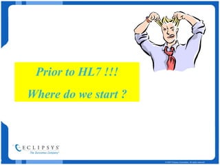 Prior to HL7 !!! Where do we start ? 