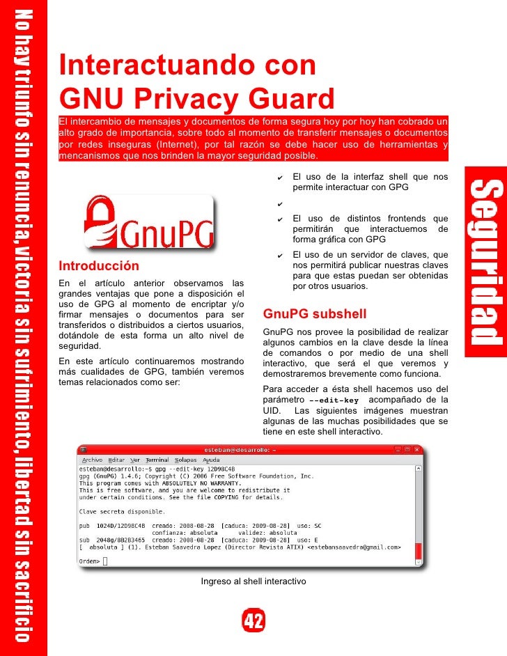 Interactuando con GNU Privacy GuardInteractuando con GNU Privacy Guard