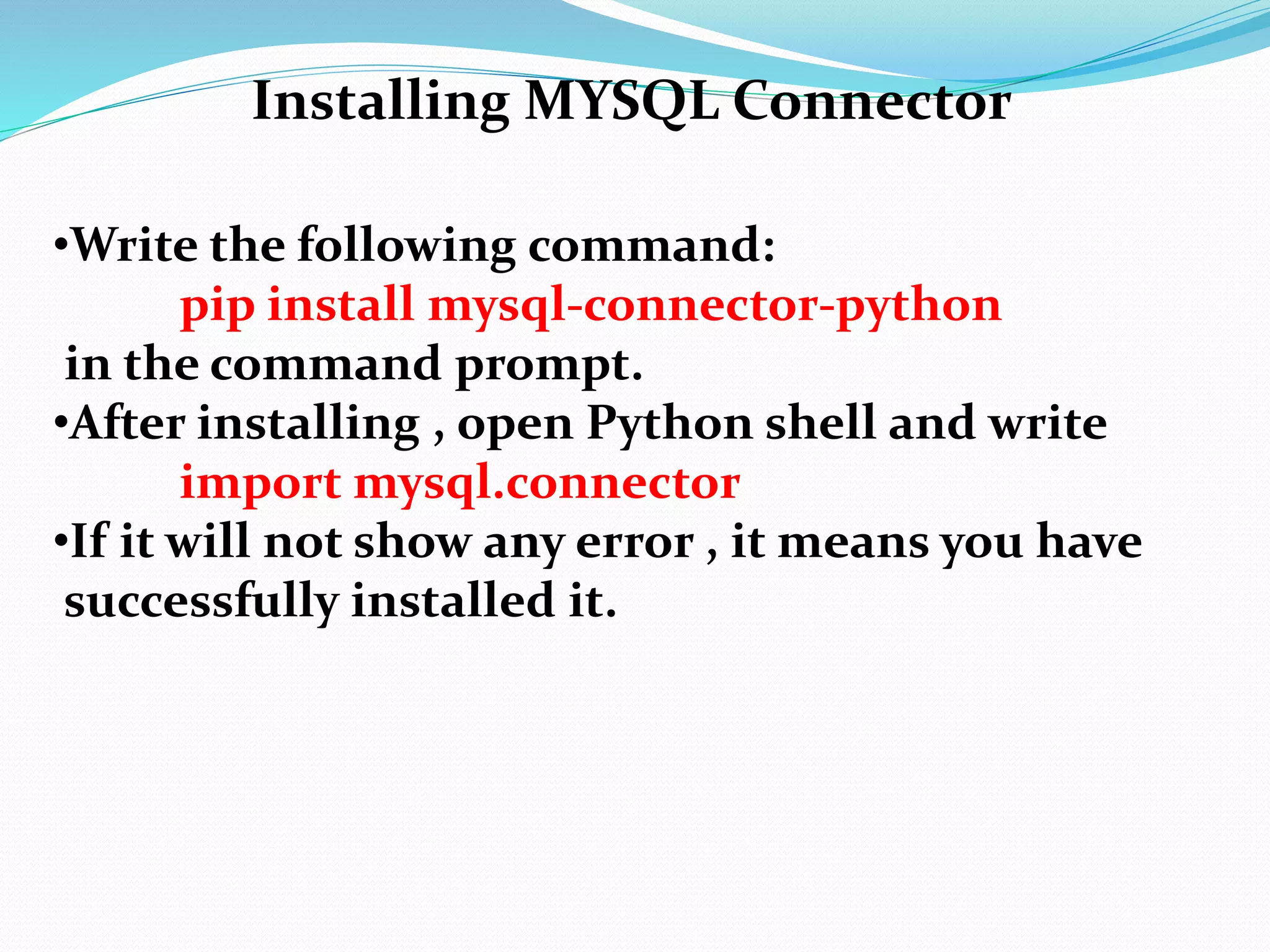 interface with mysql.pptx | Databases | Computer Software and Applications