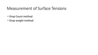 Measurement of Surface Tensions
• Drop Count method
• Drop weight method
 