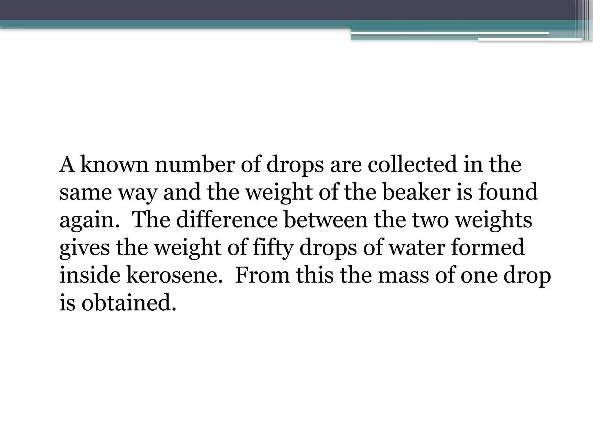 Determine the interfacial tension by drop weight method. | PPTX