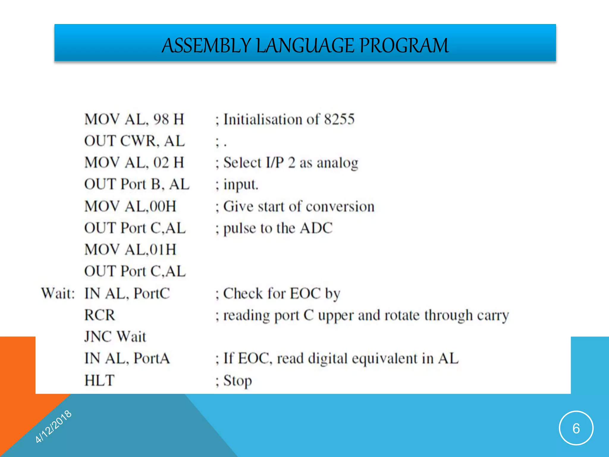 ASSEMBLY LANGUAGE PROGRAM
6