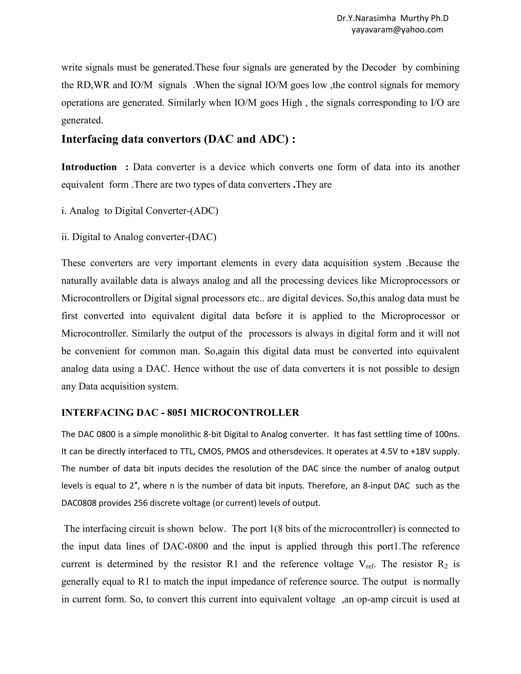 Interfacing of data converters & io devices | DOCX