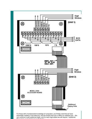 For those with a fundamental knowledge of computers, you'll likely note that we have
essentially created a 4-bit data bus, and the strobe lines are in effect our address bus... We
can continue to add additional digits, and for each digit added we will require 1 additional
 