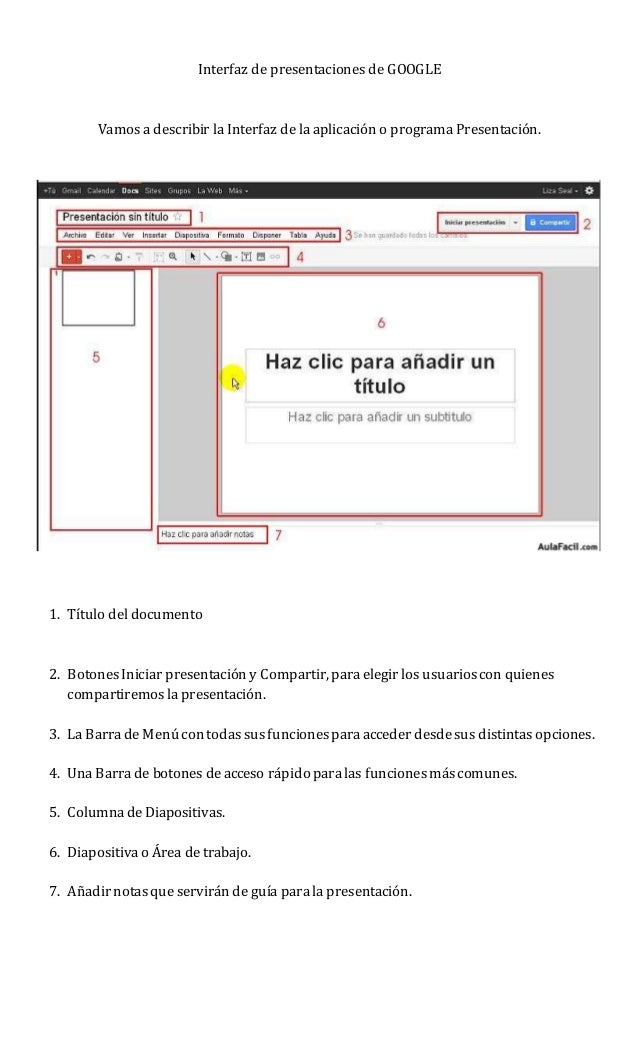 interfaz de presentaciones de google