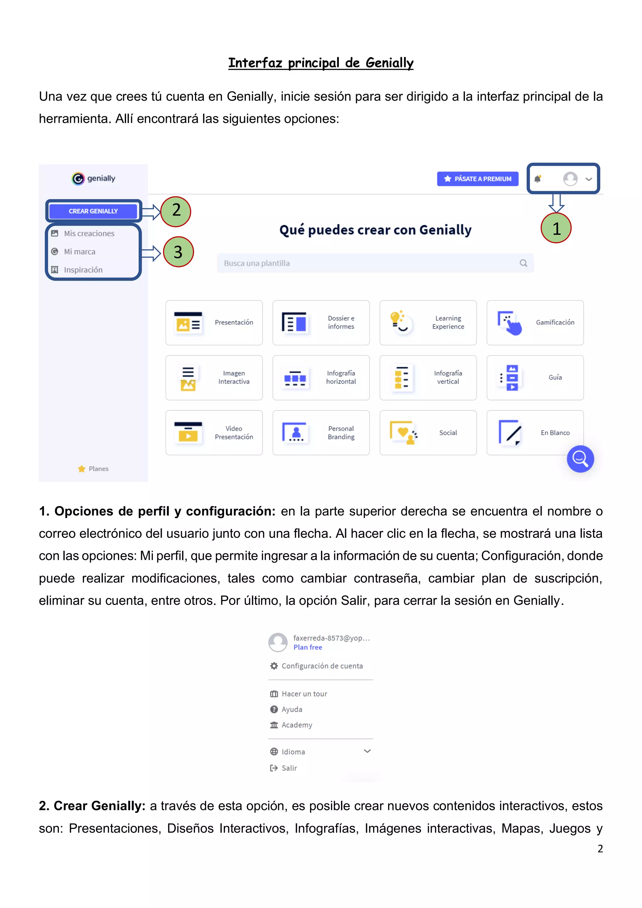 Interfaz principal de genially | PPT