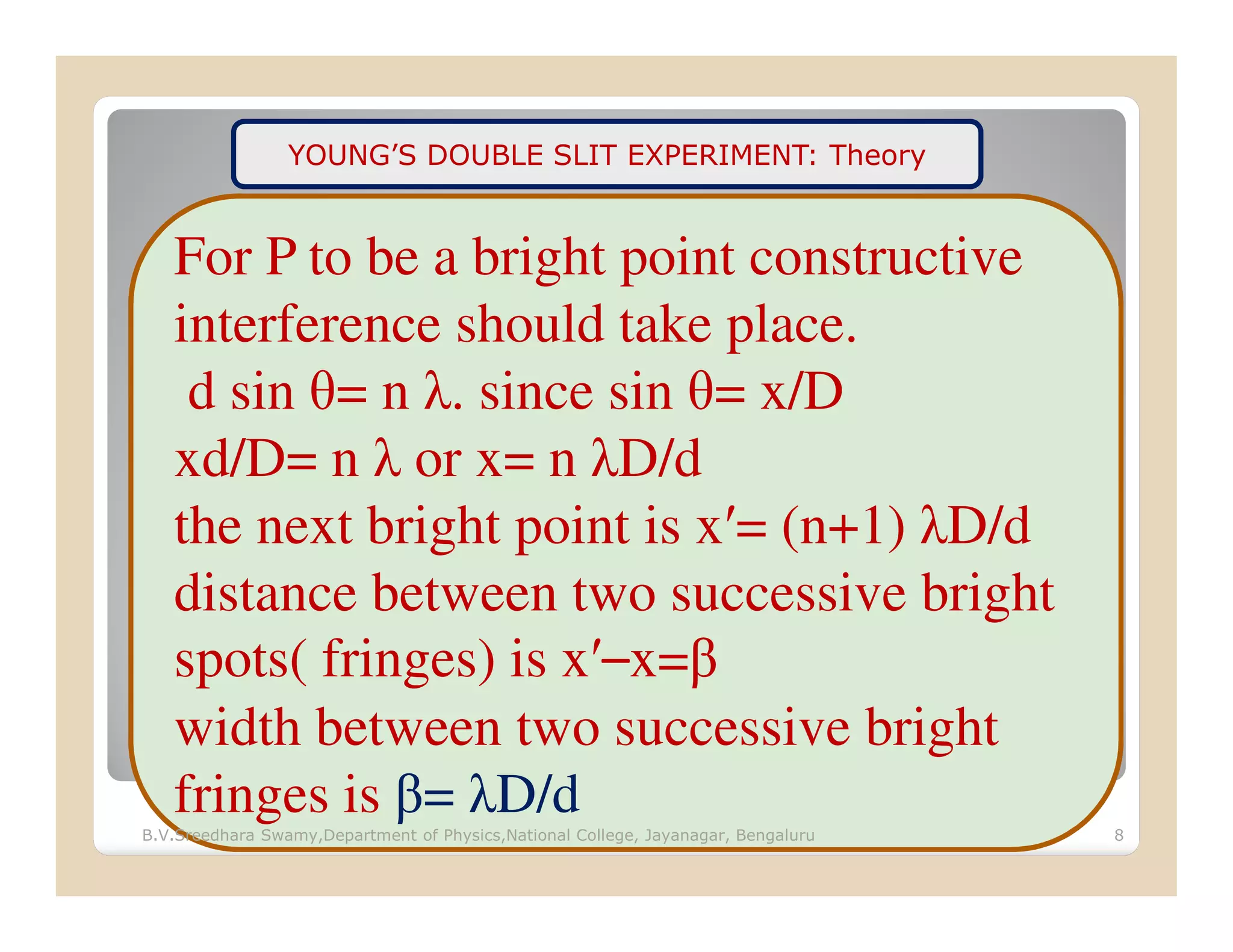Interference of light presentation | PDF