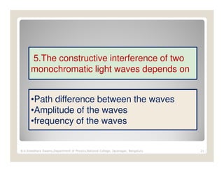 Interference of light presentation | PDF