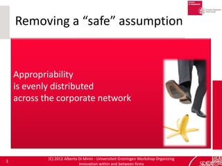 Removing a “safe” assumption


    Appropriability
    is evenly distributed
    across the corporate network




        ...