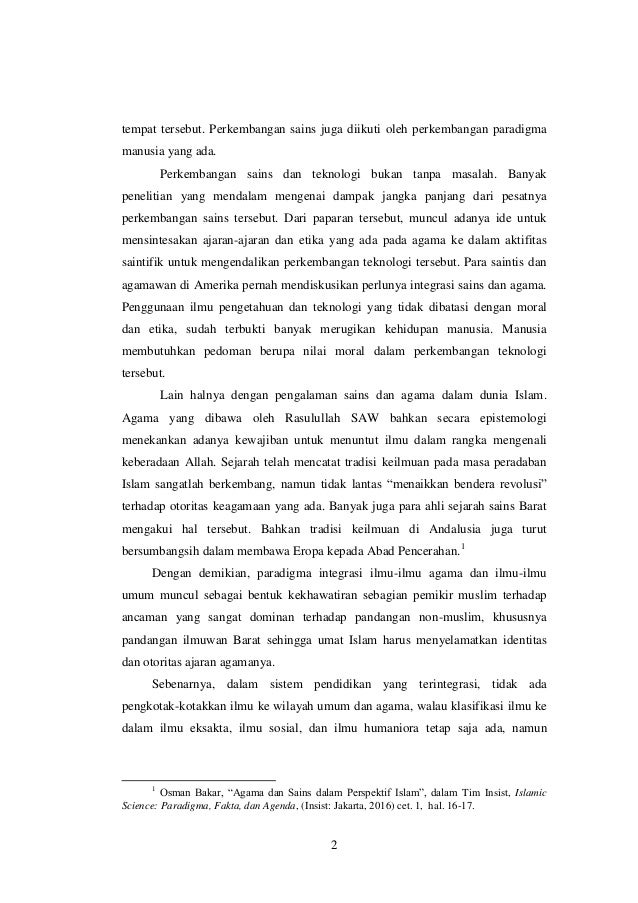 Intergrasi Ilmu Dan Agama Serta Gagasan Islamisasi Ilmu Pengetahuan