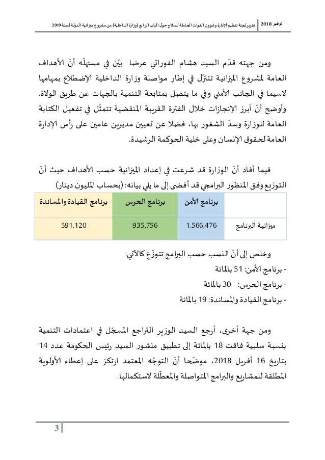 تقرير لجنة تنظيم الإدارة وشؤون القوات الحاملة للسلاح حول الباب الرا