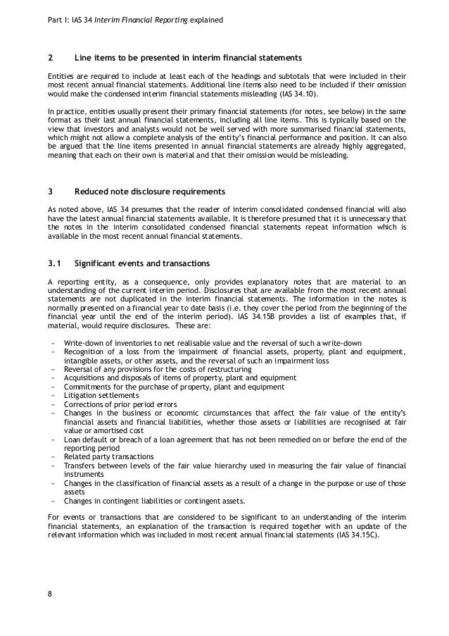 interim financial statement template