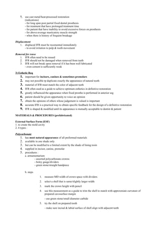 Interim Fixed Restoration | PDF | Dental Health | Diseases and Conditions