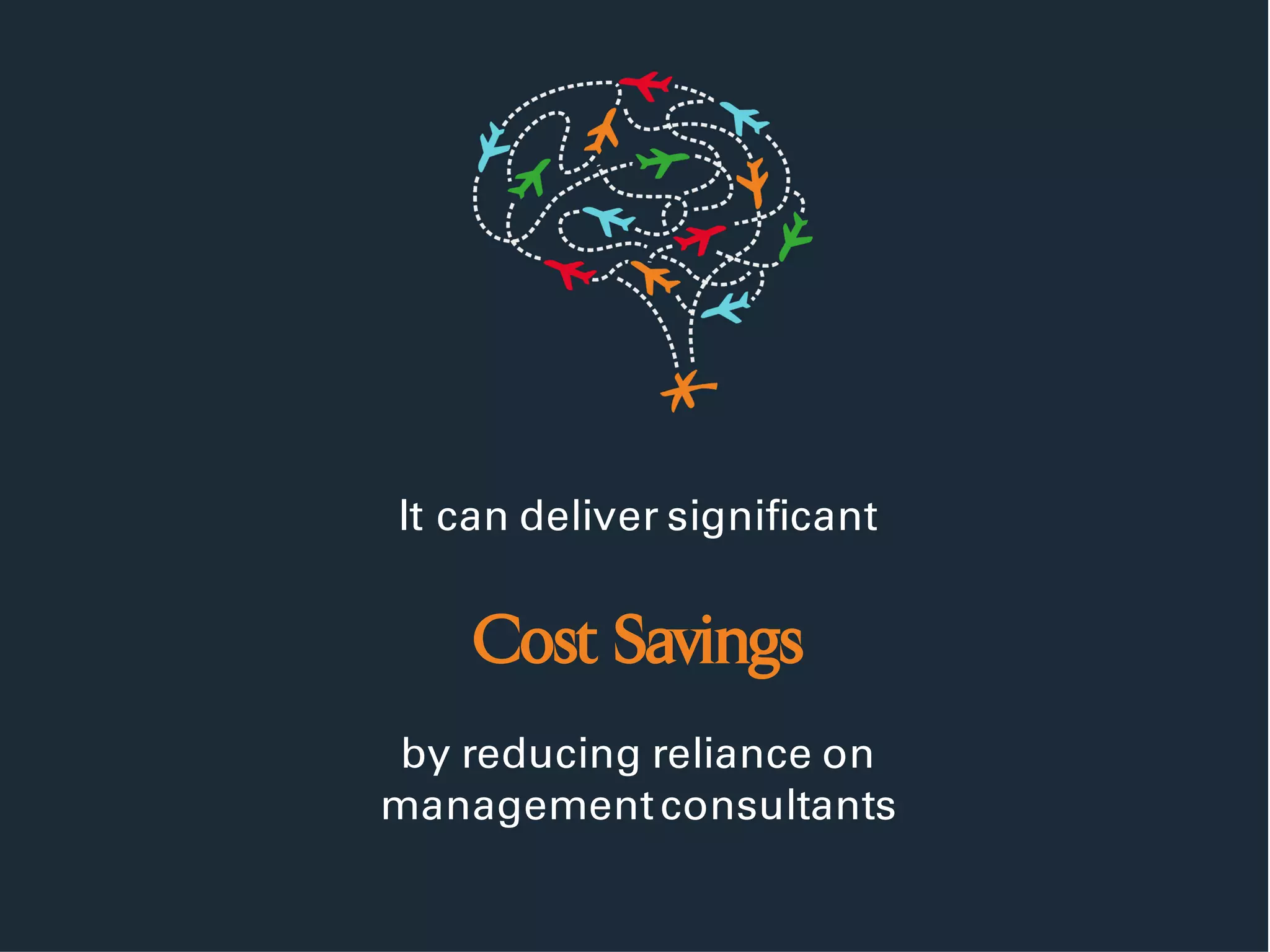 It can deliver significant
Cost Savings
by reducing reliance on
management consultants
 