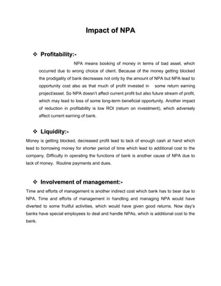 To Know the Reasons for NPAs