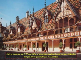 Este é o museu de L’Hotel Diêu, é uma jóia medieval com os seus telhados borgonheses geométricos e coloridos. 
