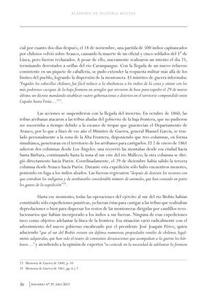 39Anuario nO 29, año 2015
Cornelio Saavedra y su gestión militar fronteriza. 1859-1870
en contra de la proyectada operació...