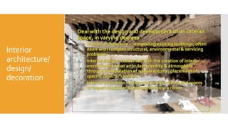 Interior
architecture/
design/
decoration
 