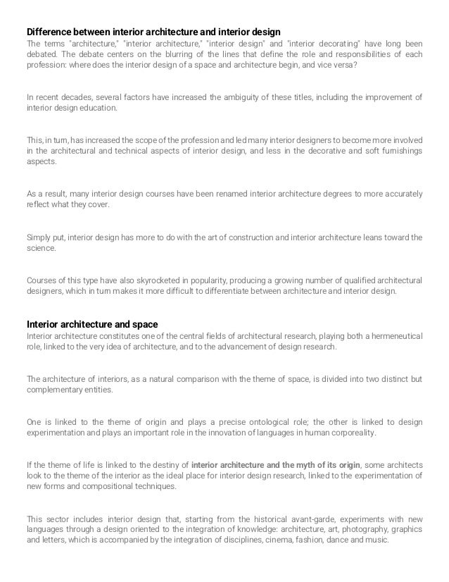 Interior Architecture and Design | What is it? | PDF
